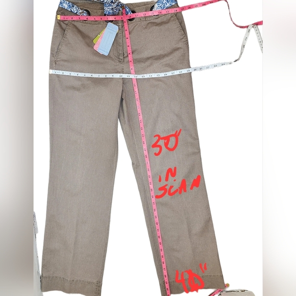 Sigrid Olsen. Wide Leg Khaki Pants w/ scarf belt. Size: 8 - Picture 6 of 10